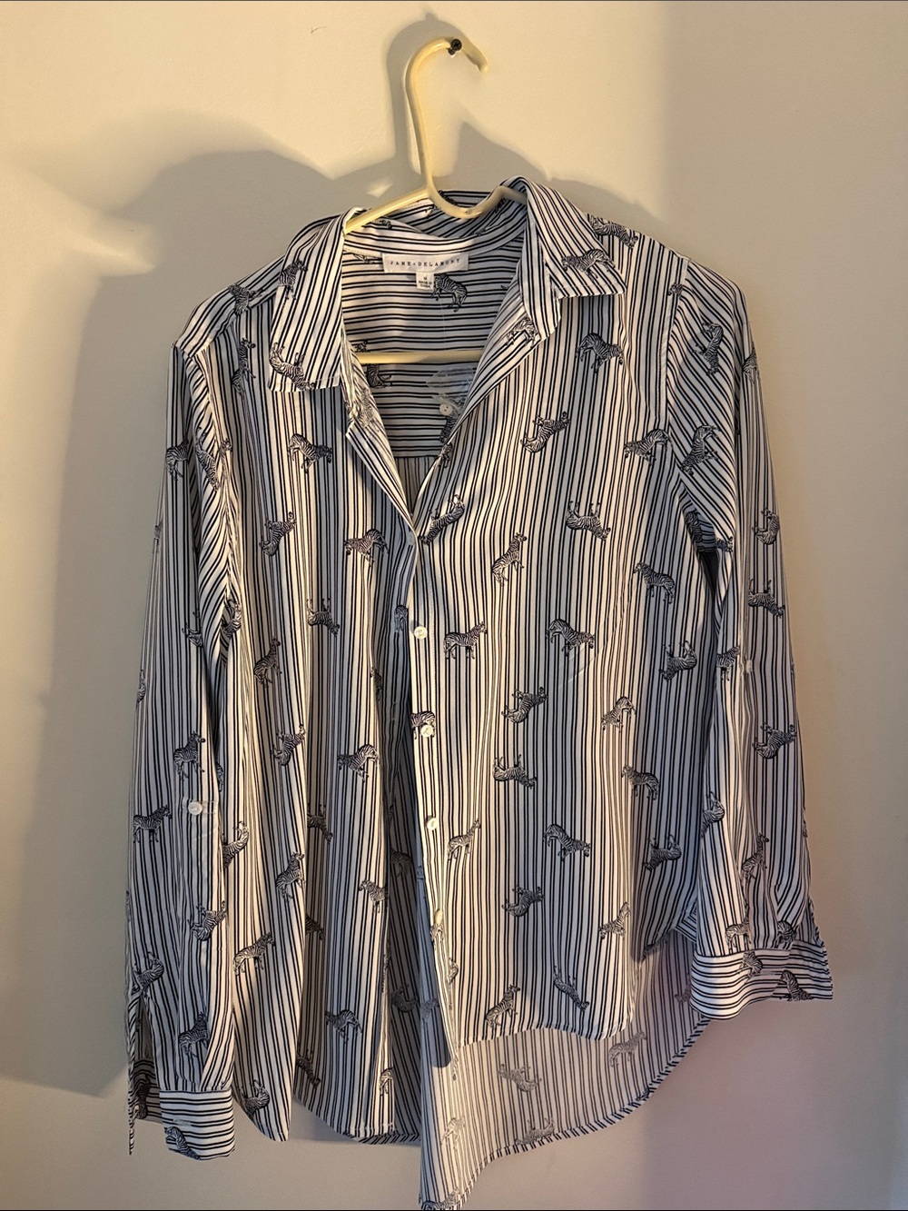 Striped Navy & White Zebra Print Button-Up Shirt - Casual Men's Shirt